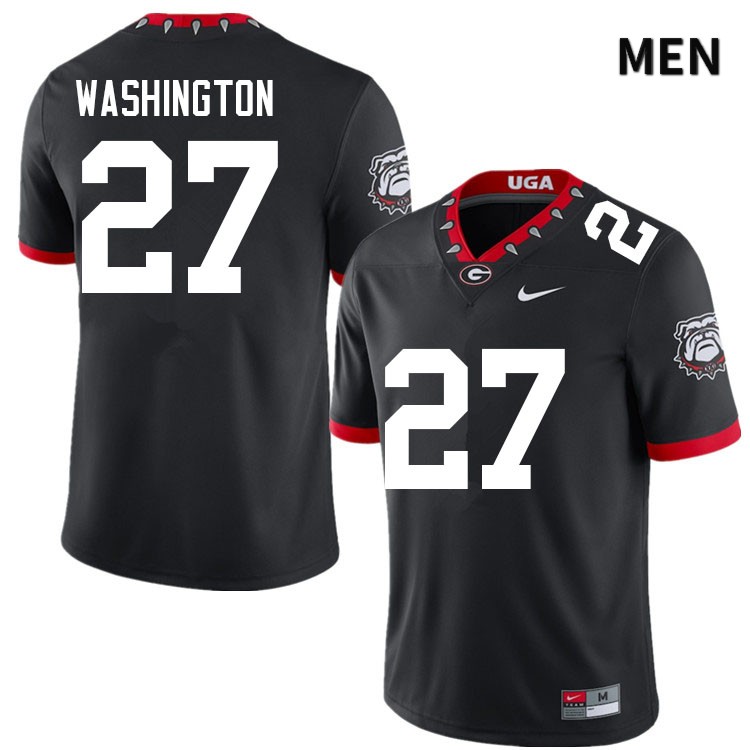 Georgia Bulldogs Men's C.J. Washington #27 Black Mascot 100th Anniversary Stitched College UGA Football Jersey 23GY018FJ